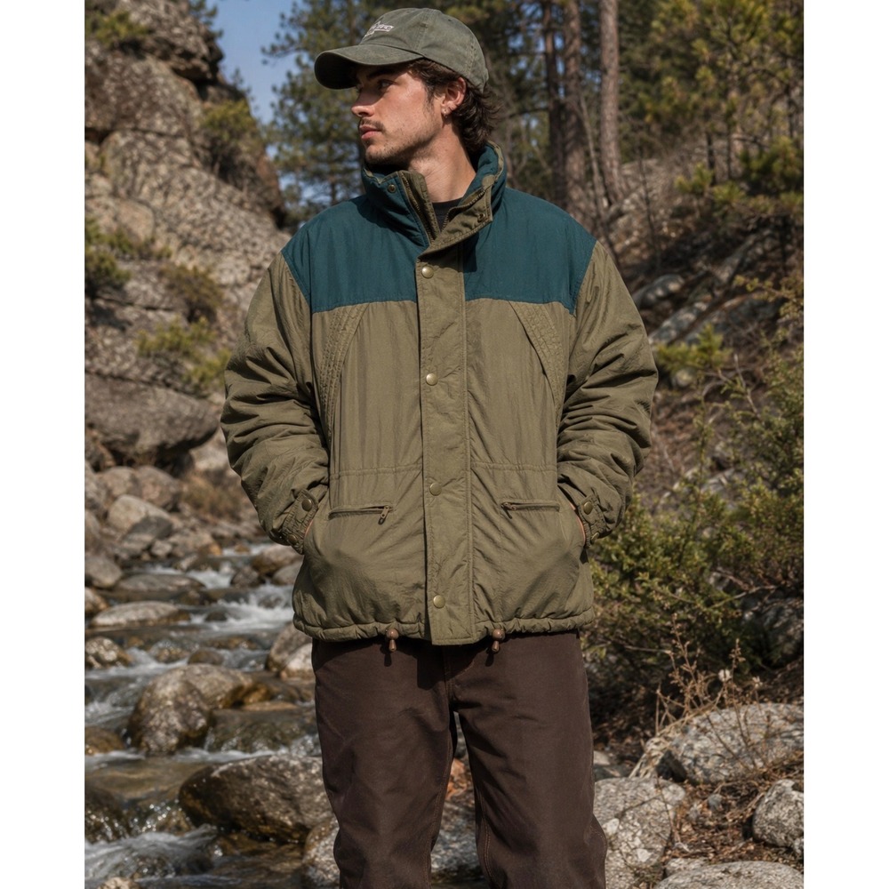 Vintage Canyon Guide Outfitters Jacket Men M Brown Outdoor Puffer Parka Coat 90s